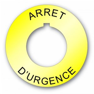 Plastic Legend Plate - 30mm Emergency Stop - French