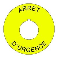 (image for) Plastic Legend Plate - 22mm Emergency Stop - French