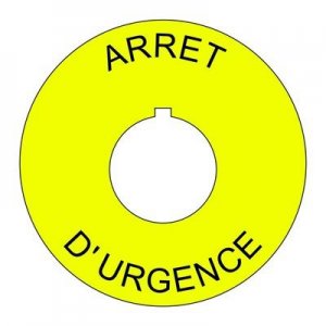 Plastic Legend Plate - 22mm Emergency Stop - French