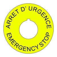 (image for) Plastic Legend Plate - 22mm Emergency Stop - French English