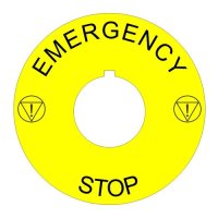 (image for) Plastic Legend Plate - 22mm Emergency Stop - ISO