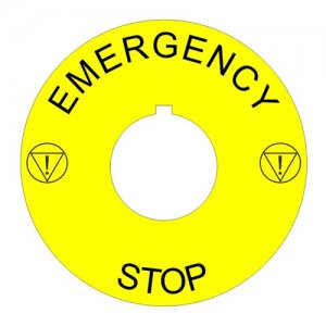 Plastic Legend Plate - 22mm Emergency Stop - ISO