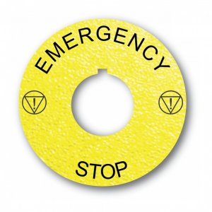 Textured Plastic Legend Plate - 22mm Emergency Stop - ISO